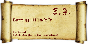 Barthy Hilmár névjegykártya